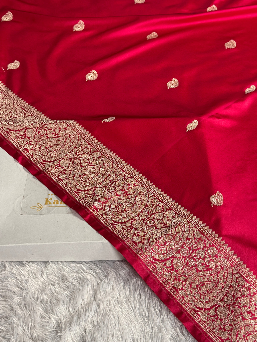 Reddish Pink Mashru Kataan Silk Banarasi Saree with Buta Zari Weaving & Rich Zari Pallu | MKS698