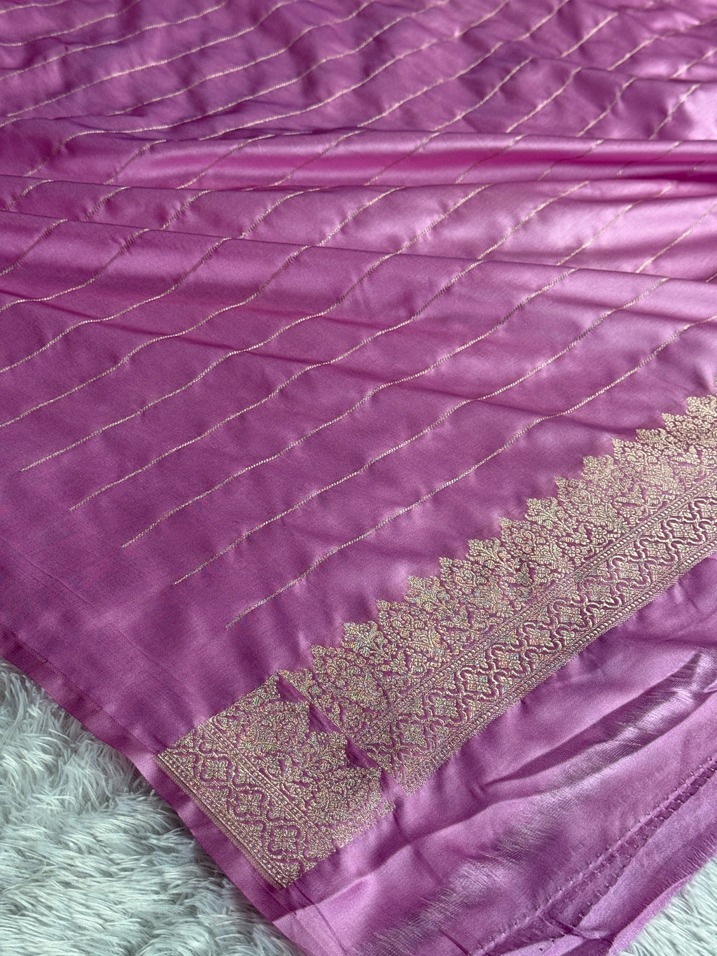 Pink Gajri Mashru Kataan Silk Saree with Meenakari Buta & Rich Zari Woven Pallu | MKS699
