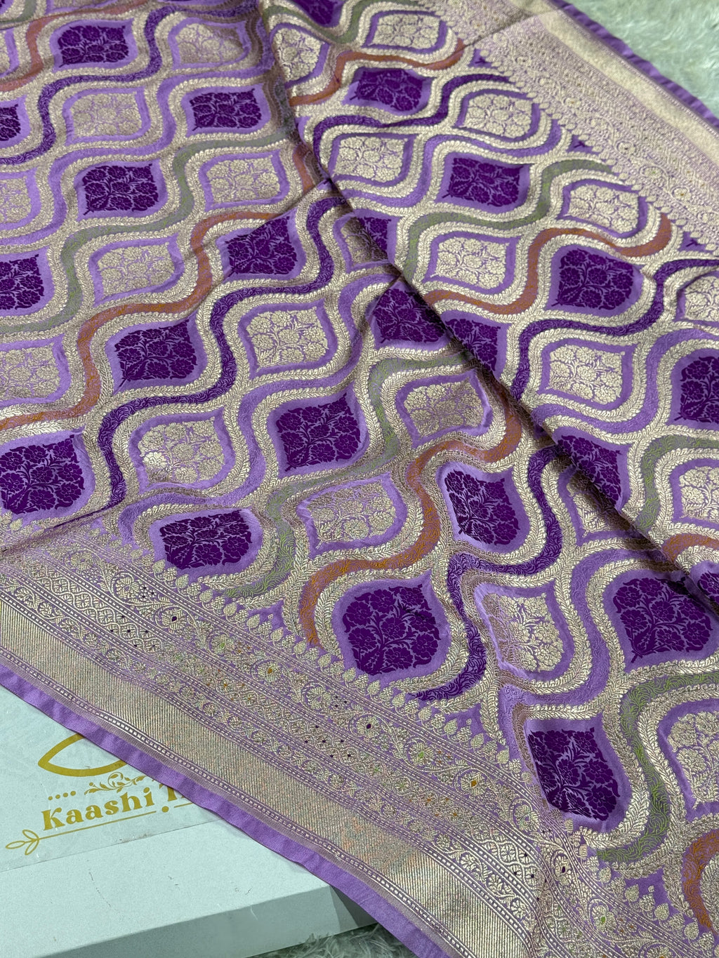 Kaashi Threads Mof Color Mashru Kataan Silk Saree with Zari Meenakari Jaal Woven Design – MKS403