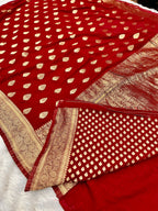 Raw Silk Zari Paan Maroon color  Saree RS005