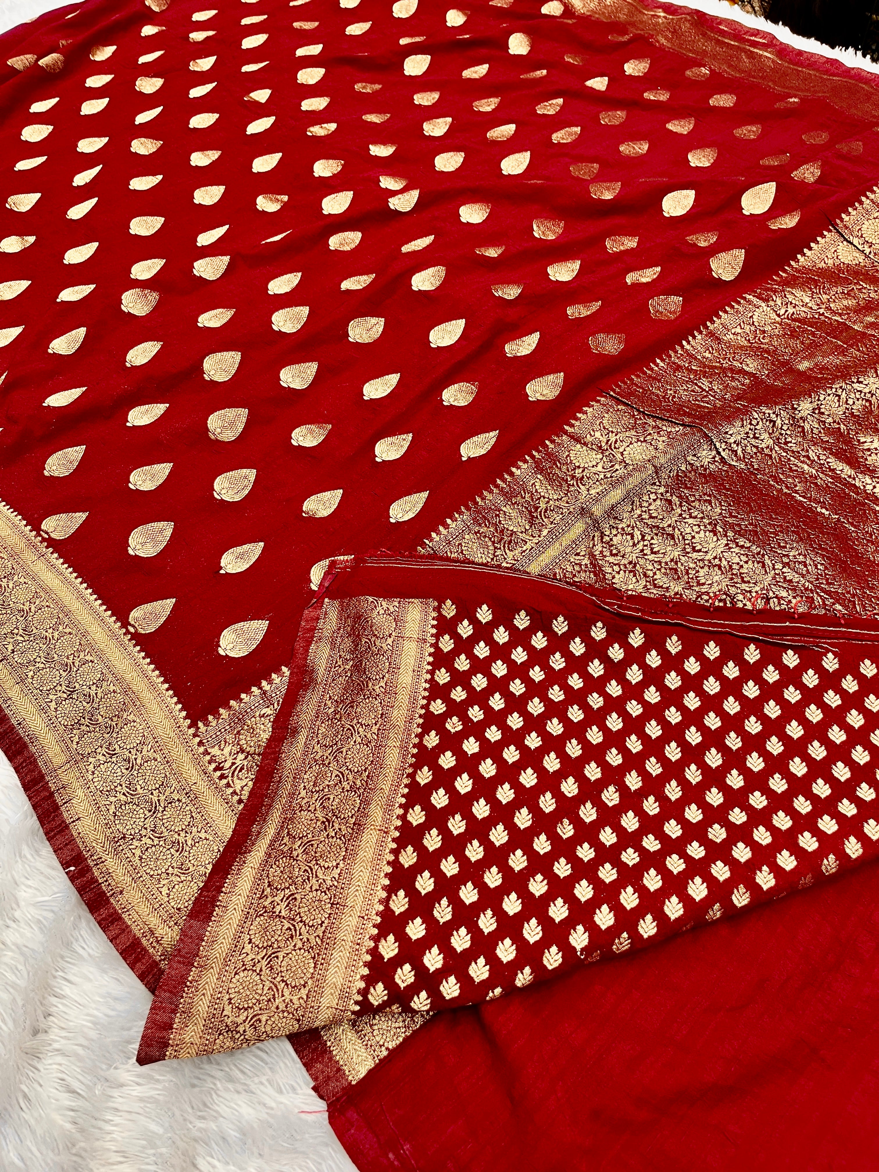Raw Silk Zari Paan Maroon color  Saree RS005