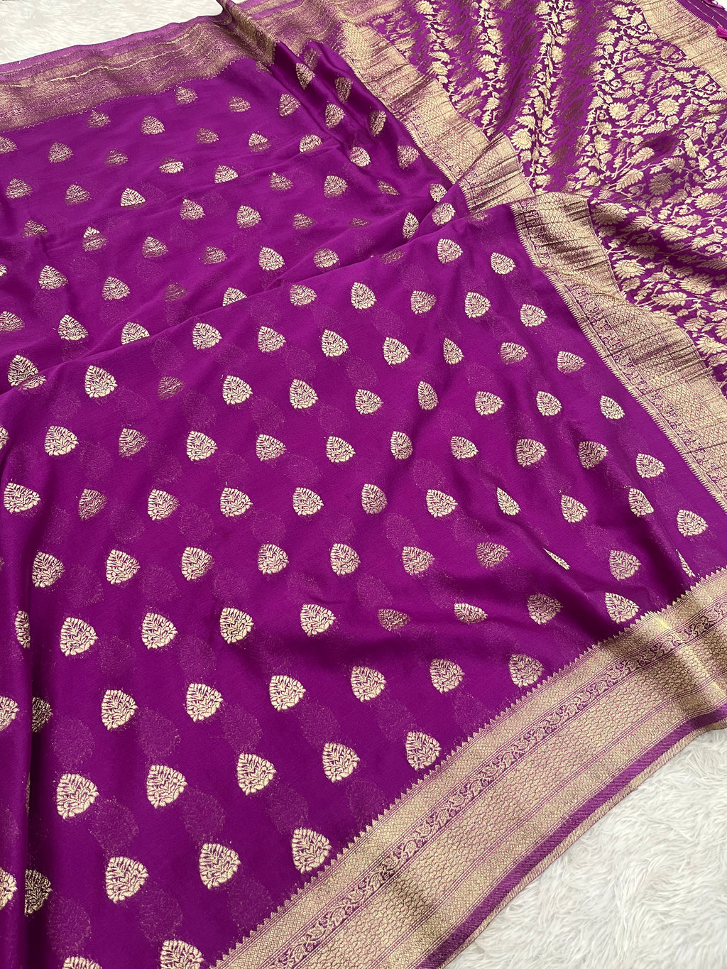 Chinon Silk Buta Zari Magenta Color Saree CN01