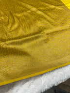 Lemon Yellow Banarasi Dupion Silk Saree with Embossed Antique Zari Weaving & Rich Antique Zari Pallu | STF82