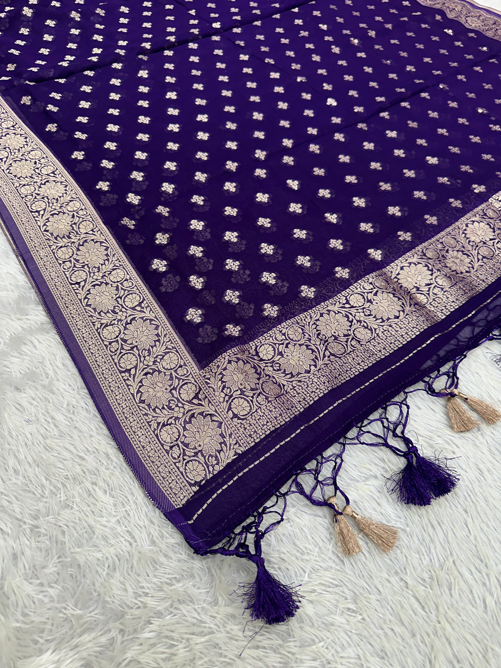 Banarasi Jacquard Zari Georgette Suit Dress – 3 Pc Set MSS25