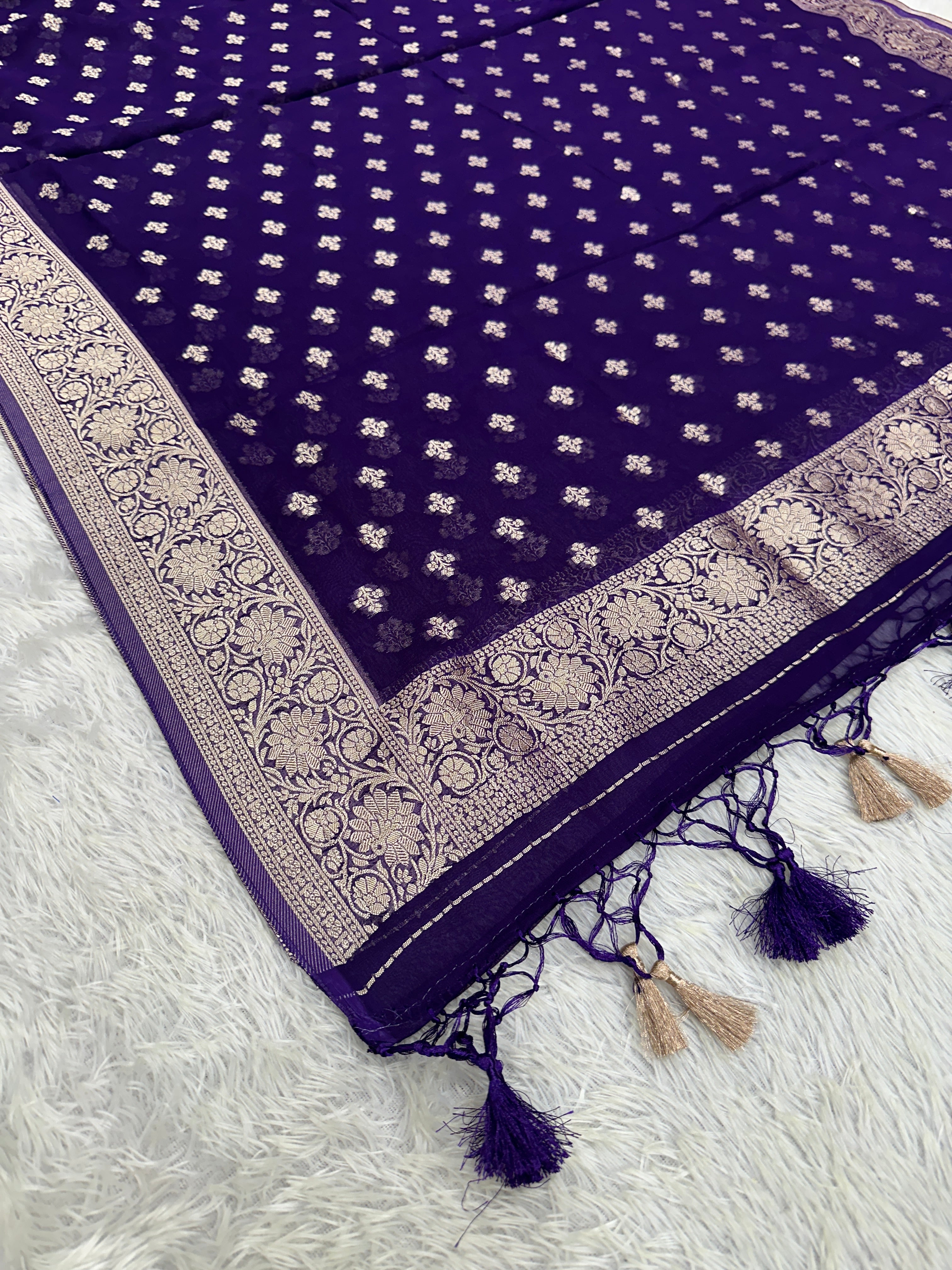 Banarasi Jacquard Zari Georgette Suit Dress – 3 Pc Set MSS25