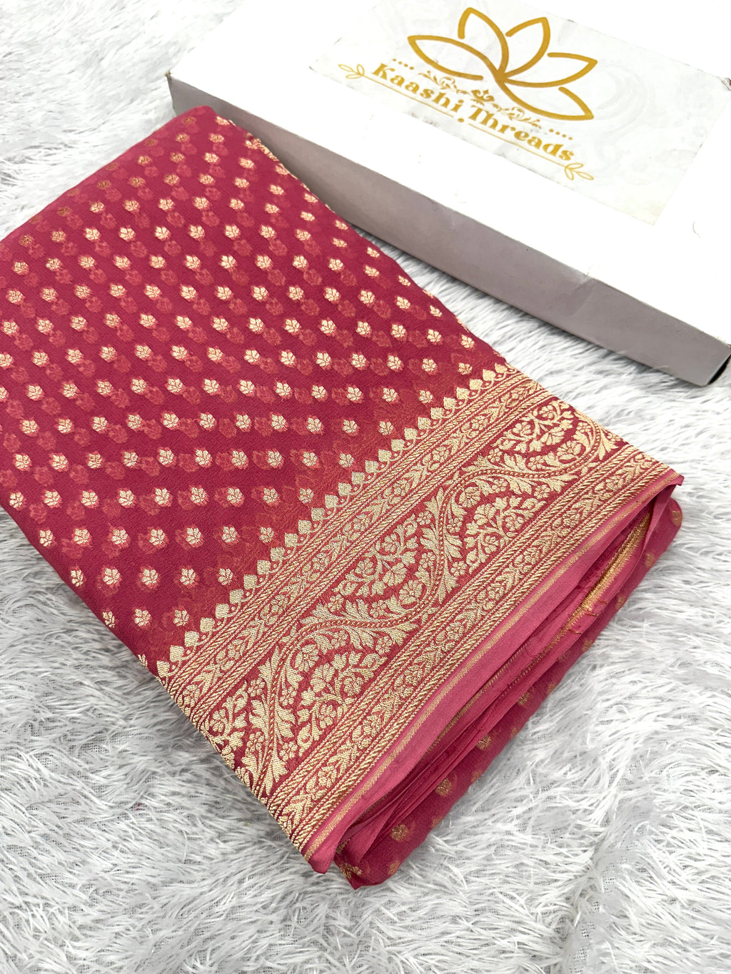 Pink Pure Natural Silk Khaddi Georgette Saree with Neem Zari Buti | PSG11