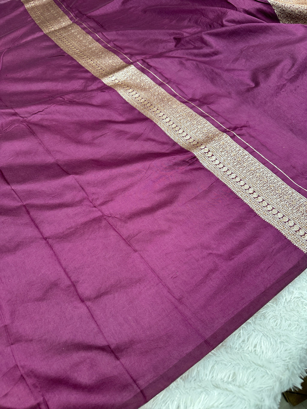 Wine Banarasi Dupion Silk Saree with Embossed Antique Zari Weaving & Rich Antique Zari Pallu | STF94