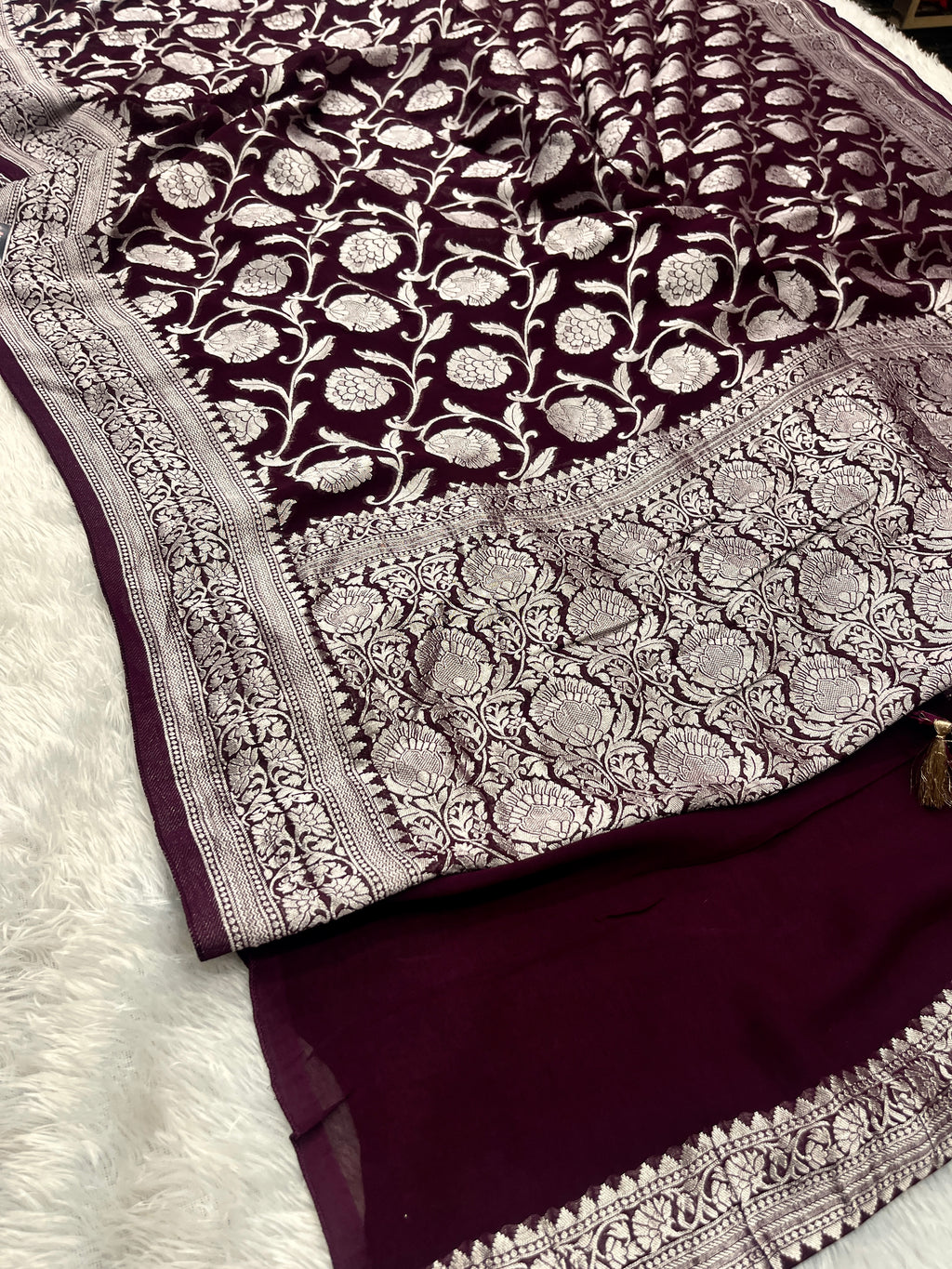 Banarsi Pure Natural Georgette Jaal Design Pattern VSG01