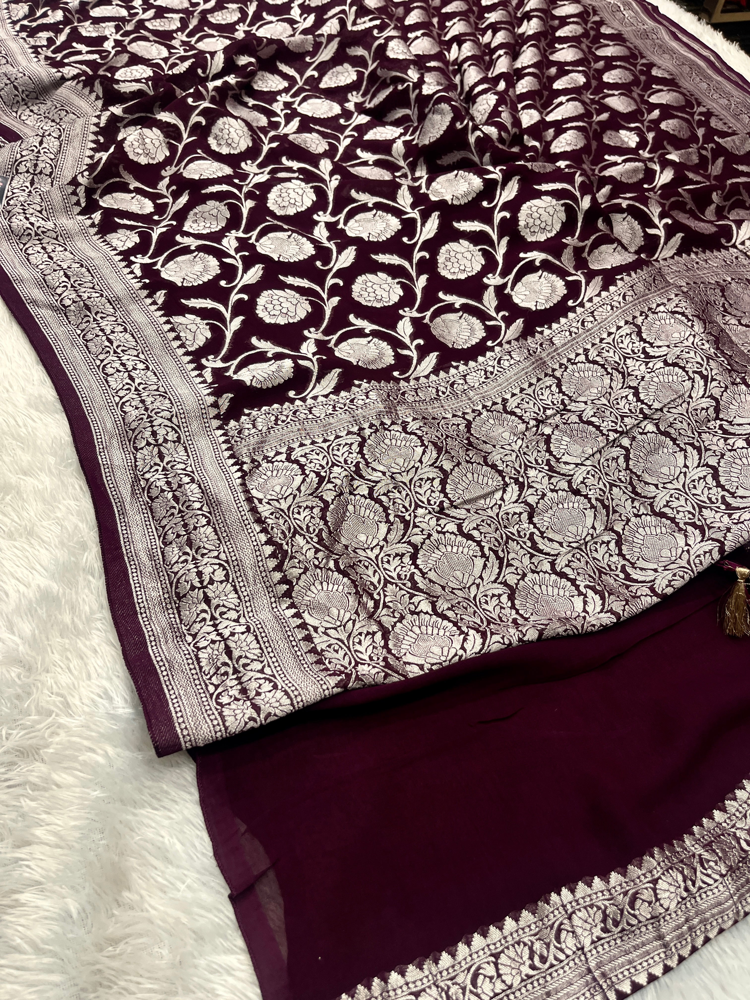 Banarsi Pure Natural Georgette Jaal Design Pattern VSG01