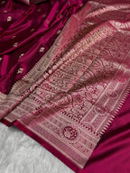 MKS305 Banarasi Mashru Silk Saree with Buta Pattern – Black, Red, Green, Yellow & Orange