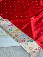 Red Cream Contrast Paithani Mashru Kataan Silk Saree – MKS654