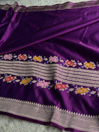 Purple Magenta Mashru Kataan Silk Banarasi Saree with Zari Meenakari Weaving | MKS742