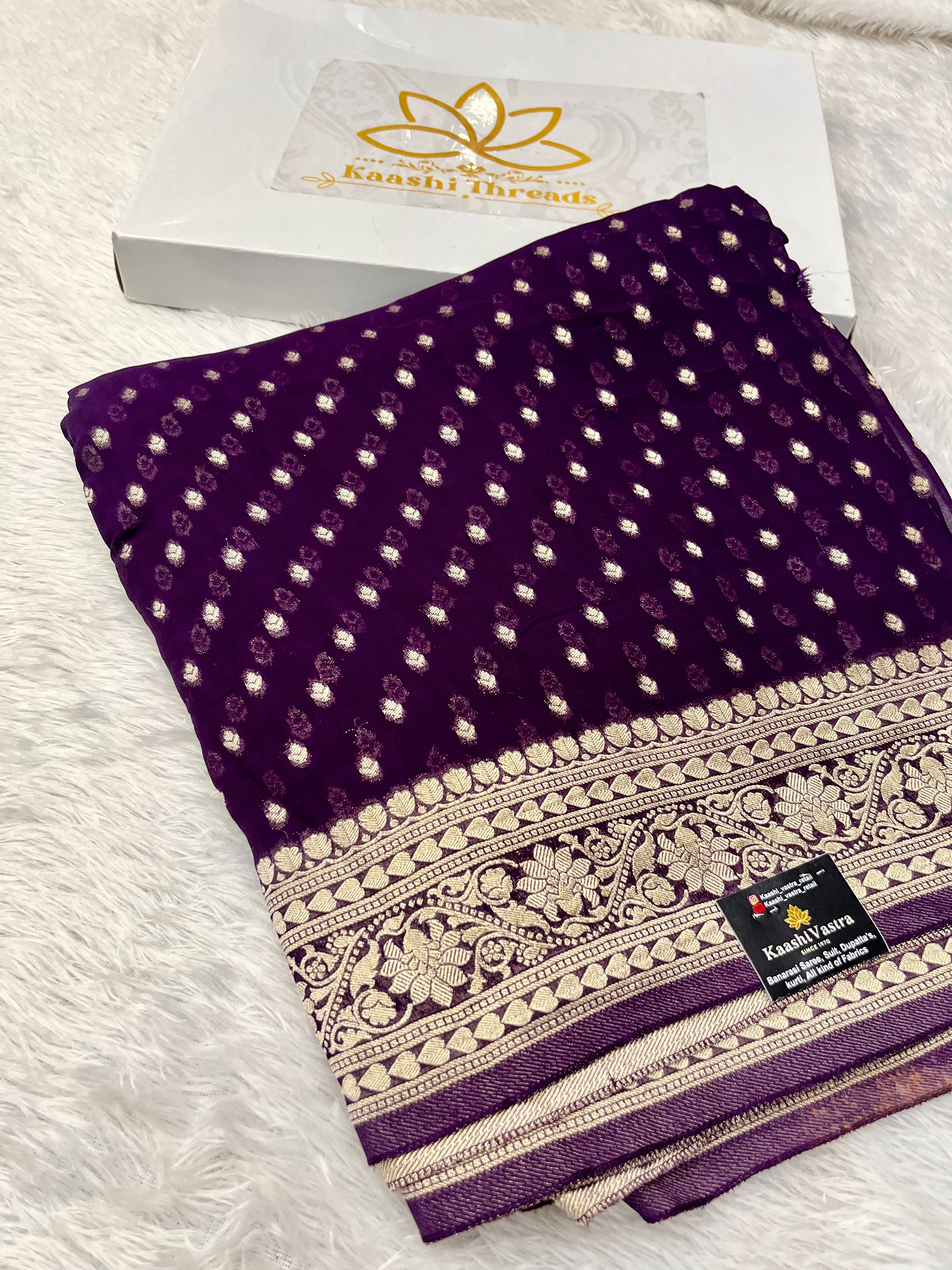 Banarsi Pure Natural Georgette Traditional Patti Buti  Design VSG05