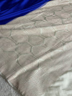 Royal Blue Mashru Kataan Silk Banarasi Saree with Beige Zari Border | MKS74