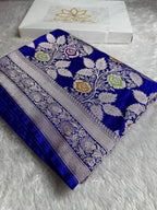 Royal Blue Color Saree in Flower Woven Pattern MKS081