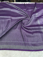 STF56 – Regal Purple Dupion Saree with Embossed Square Woven Designs