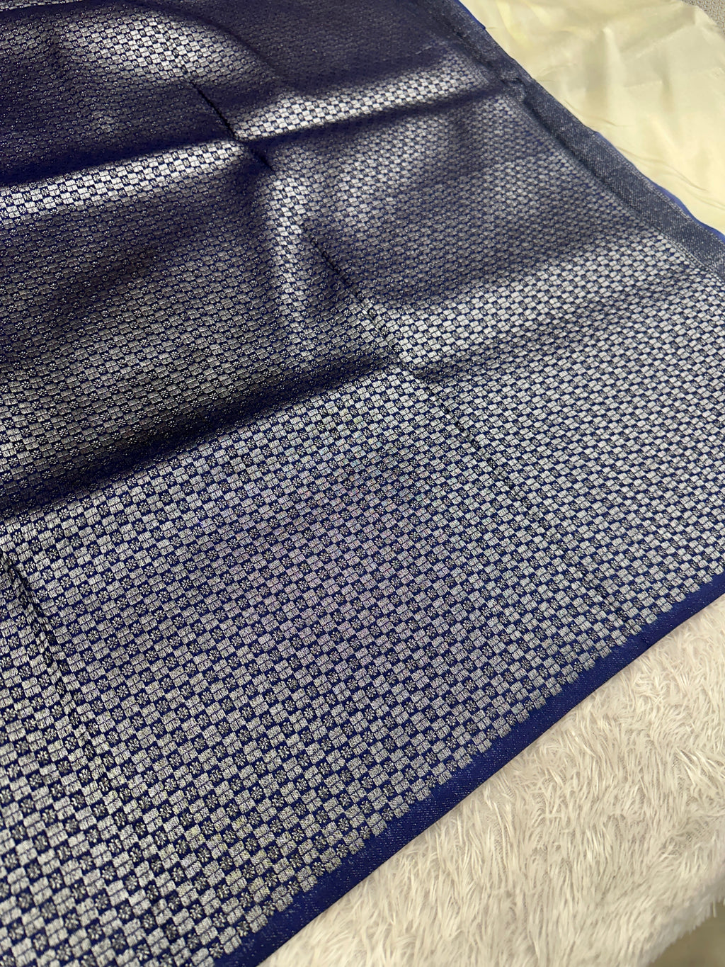 STF46 – Graceful Cream Dupion Saree with Silver-Black Antique Zari Weaving