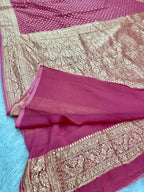 Pink Pure Natural Silk Khaddi Georgette Saree with Neem Zari Buti | PSG11
