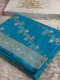 Light Blue Premium Banarasi Mashru Silk Saree with Jaal Woven Pattern MKS143
