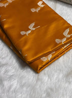 Banarasi Mashru Kataan Silk Saree Featuring Flower Buta Design with Ikkat Border and Zari Pallu – MKS409