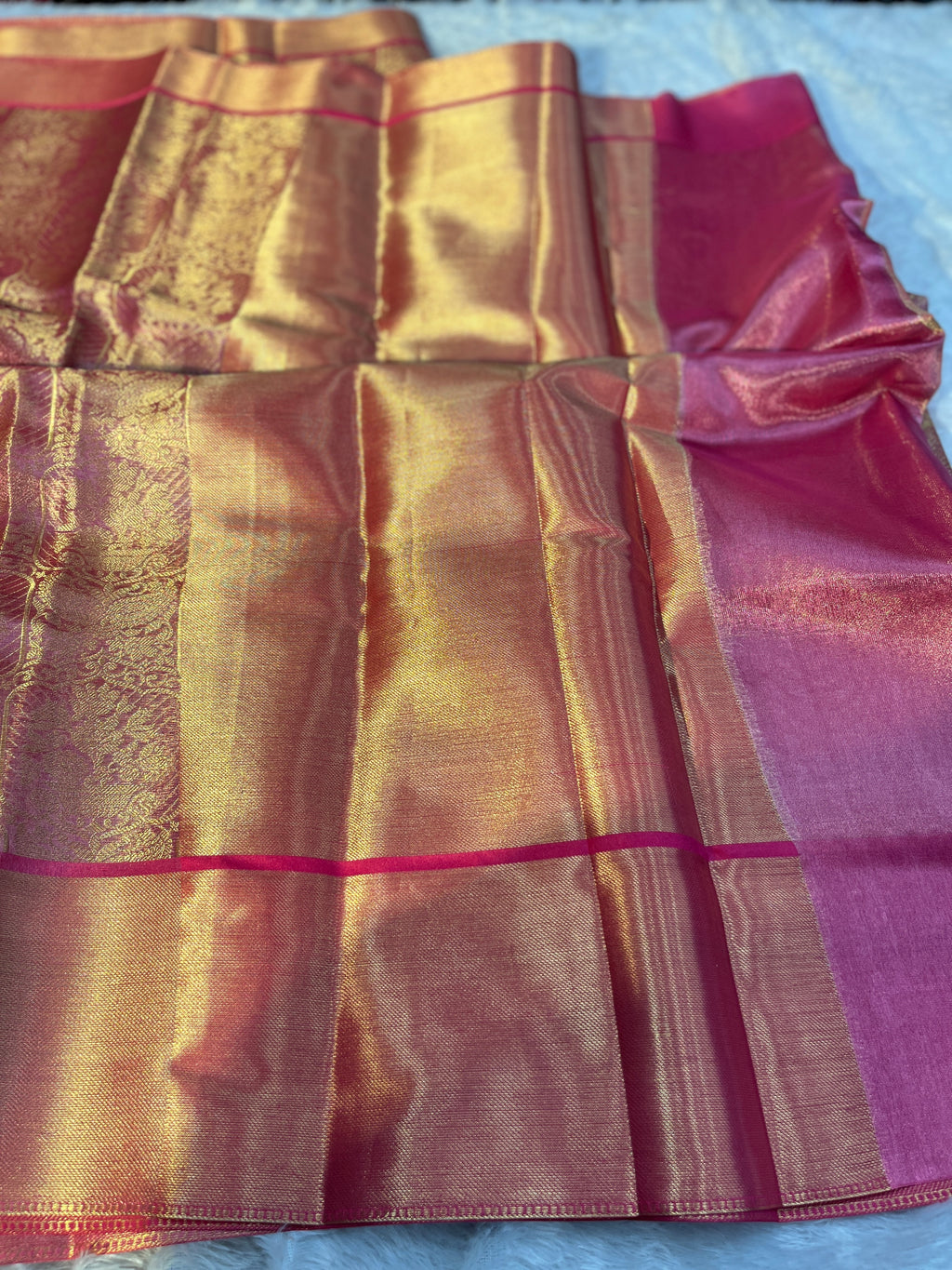 Pinkish Tissue Silk Saree Ts37