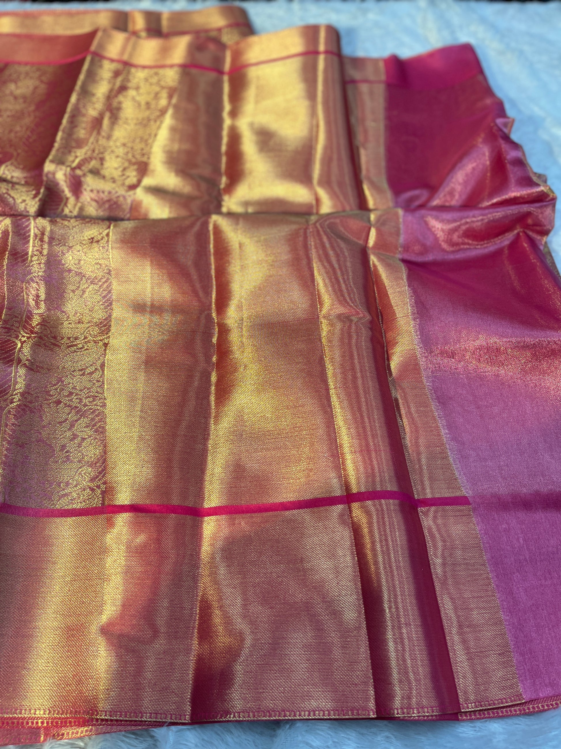 Pinkish Tissue Silk Saree Ts37