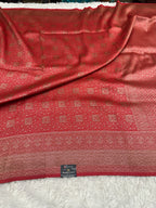 Red Banarasi Dupion Silk Saree with Embossed Antique Zari Weaving & Rich Antique Zari Pallu | STF107