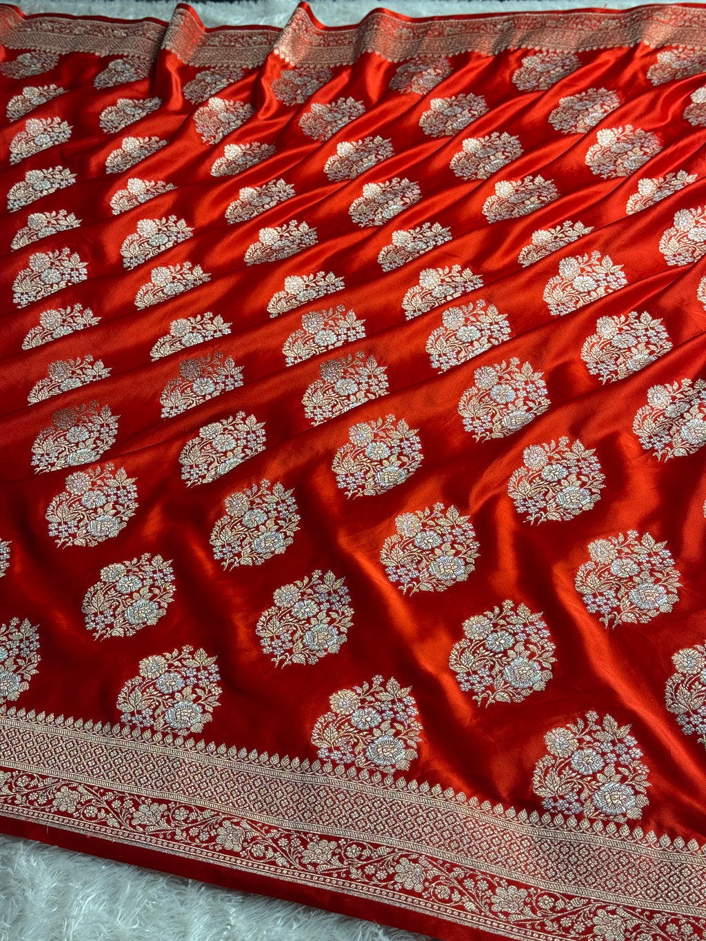Elegant Mashru Kataan Silk Saree with Meenakari Buta Weaving & Rich Zari Pallu | MKS702