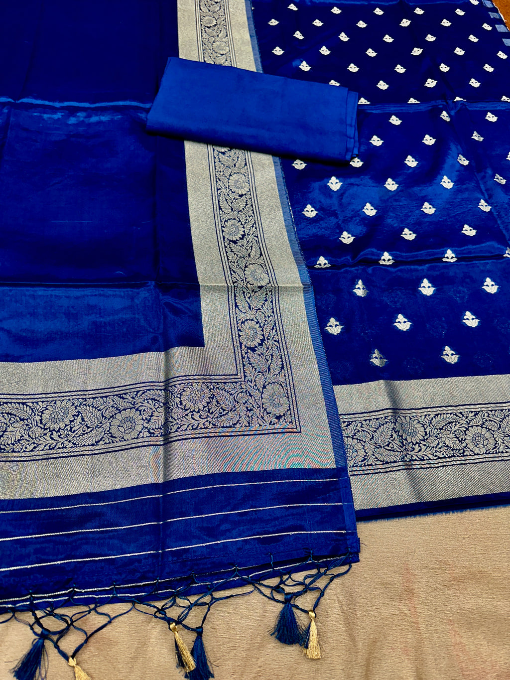 ✨ Banarasi Jacquard Gap Buti HO Silk 3-Piece Unstitched Dress Material MSS24