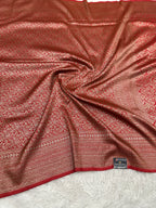 Red Banarasi Dupion Silk Saree with Embossed Antique Zari Weaving & Rich Antique Zari Pallu | STF85