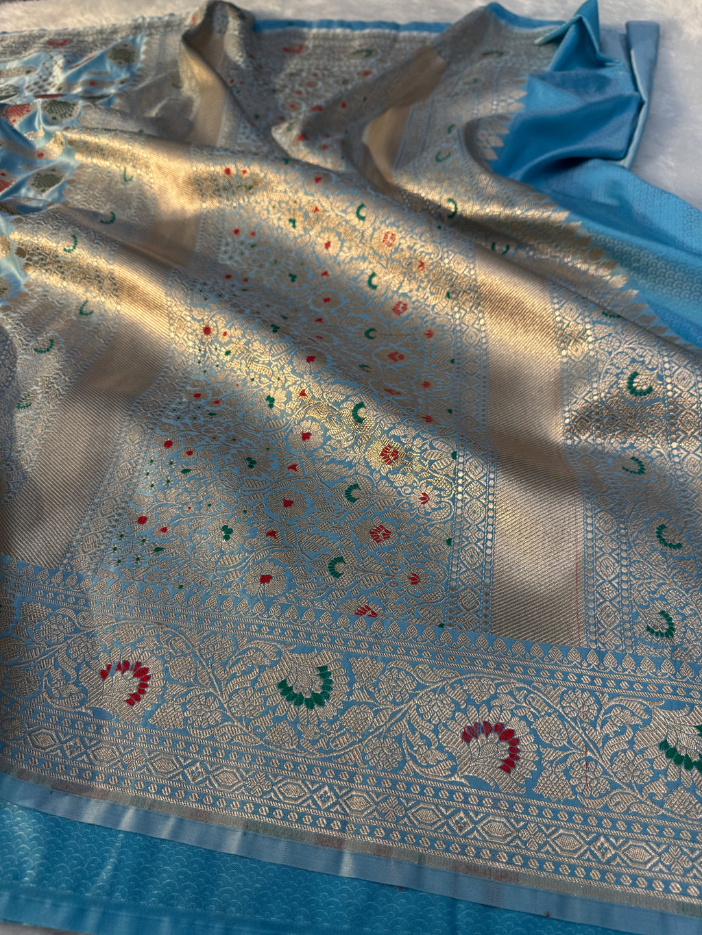 Mashru Kataan Meena flower Saree Ms14