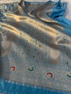 Mashru Kataan Meena flower Saree Ms14