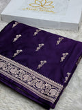 Royal Purple Buta Woven Banarasi Satin Mashru Silk Saree – MKS333 💜✨
