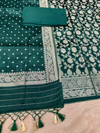 ✨ Banarasi Jacquard Gap Buti HO Silk 3-Piece Unstitched Dress Material MSS23