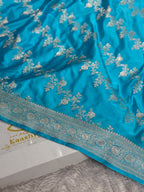 Light Blue Premium Banarasi Mashru Silk Saree with Jaal Woven Pattern MKS143