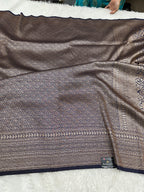 Navy blue Banarasi Dupion Silk Saree with Embossed Antique Zari Weaving & Rich Antique Zari Pallu | STF93