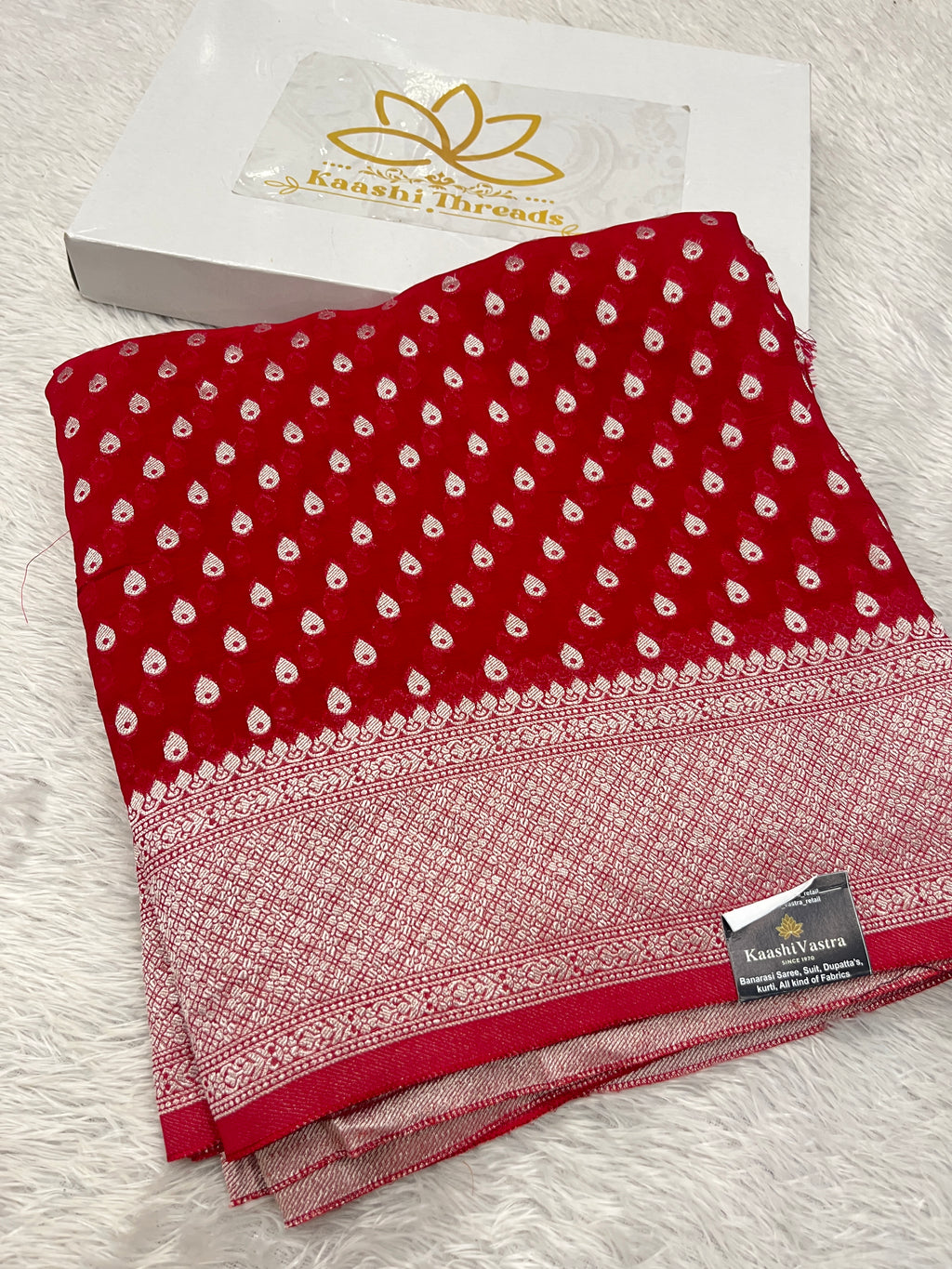 Banarsi Pure Natural Georgette Almond Buti  Design VSG06