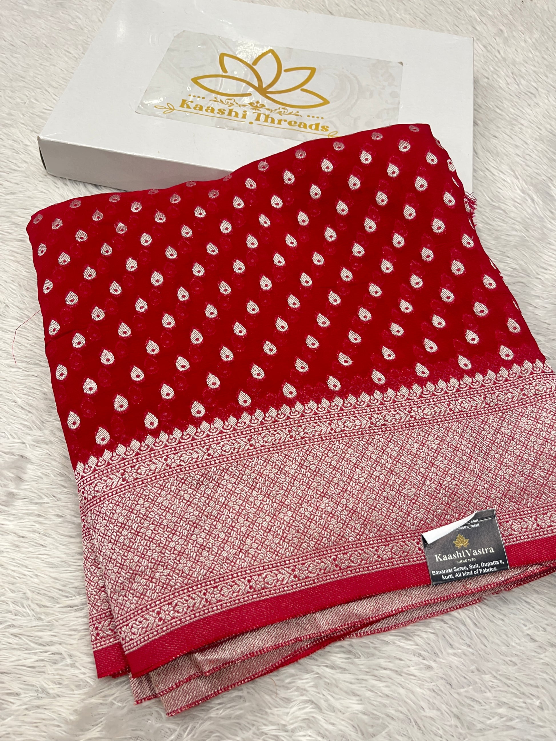 Banarsi Pure Natural Georgette Almond Buti  Design VSG06