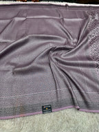 STF55 – Elegant Lavender Dupion Saree with Embossed Square Woven Designs