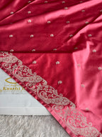 ✨ Strawberry Mashru Kataan Silk Saree with Buta Design & Zari Pallu | MKS643 ✨
