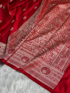 ✨ Mashru Kataan Silk Saree with Buta Woven Pattern, Ikkat Border & Rich Zari Pallu MKS407