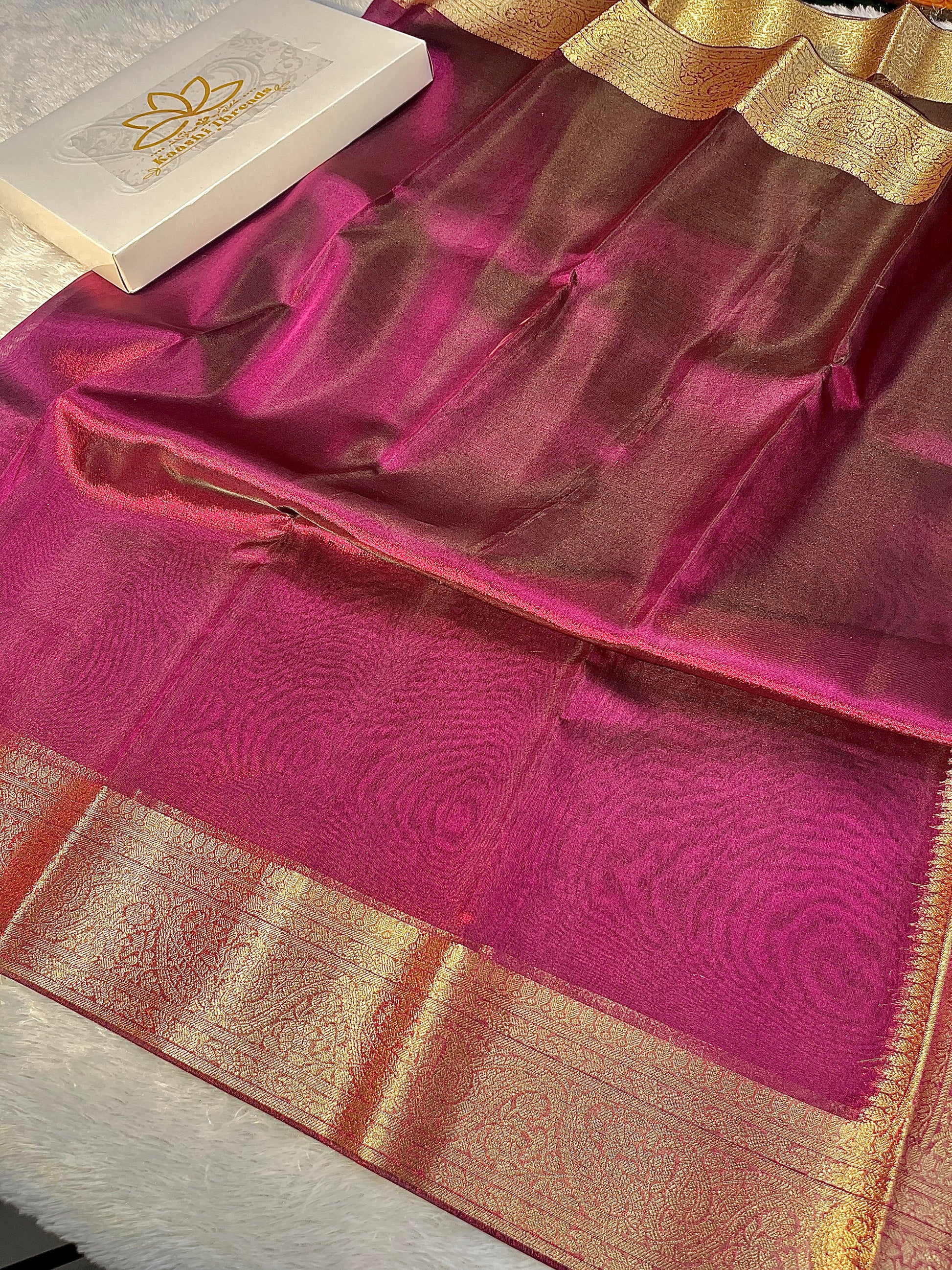 Glass Tissue Rani Saree Ts29