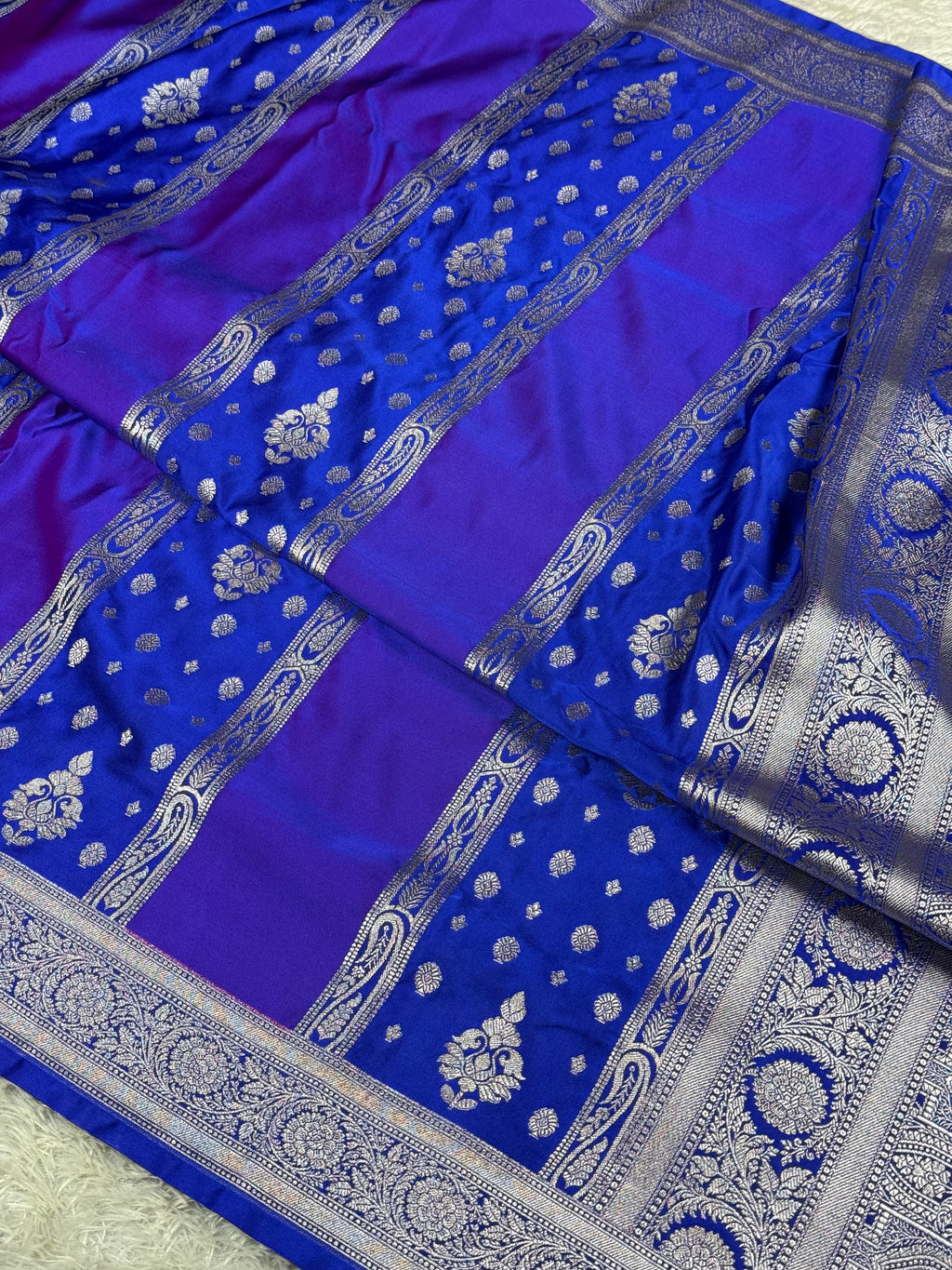 ✨ Royal Blue Rangkaat Mashru Kataan Silk Saree – MKS685 ✨