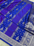✨ Royal Blue Rangkaat Mashru Kataan Silk Saree – MKS685 ✨