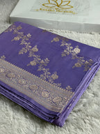 Lavender Premium Banarasi Mashru Silk Saree with Jaal Woven Pattern MKS142