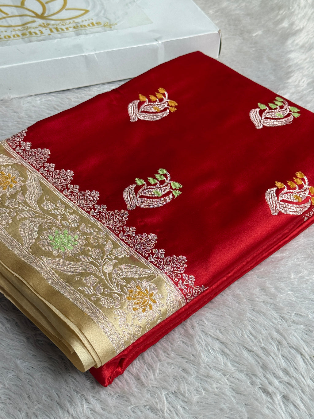 Maroon Beige Mashru Kataan Silk Saree with Silver Zari Meenakari Buta | MKS661