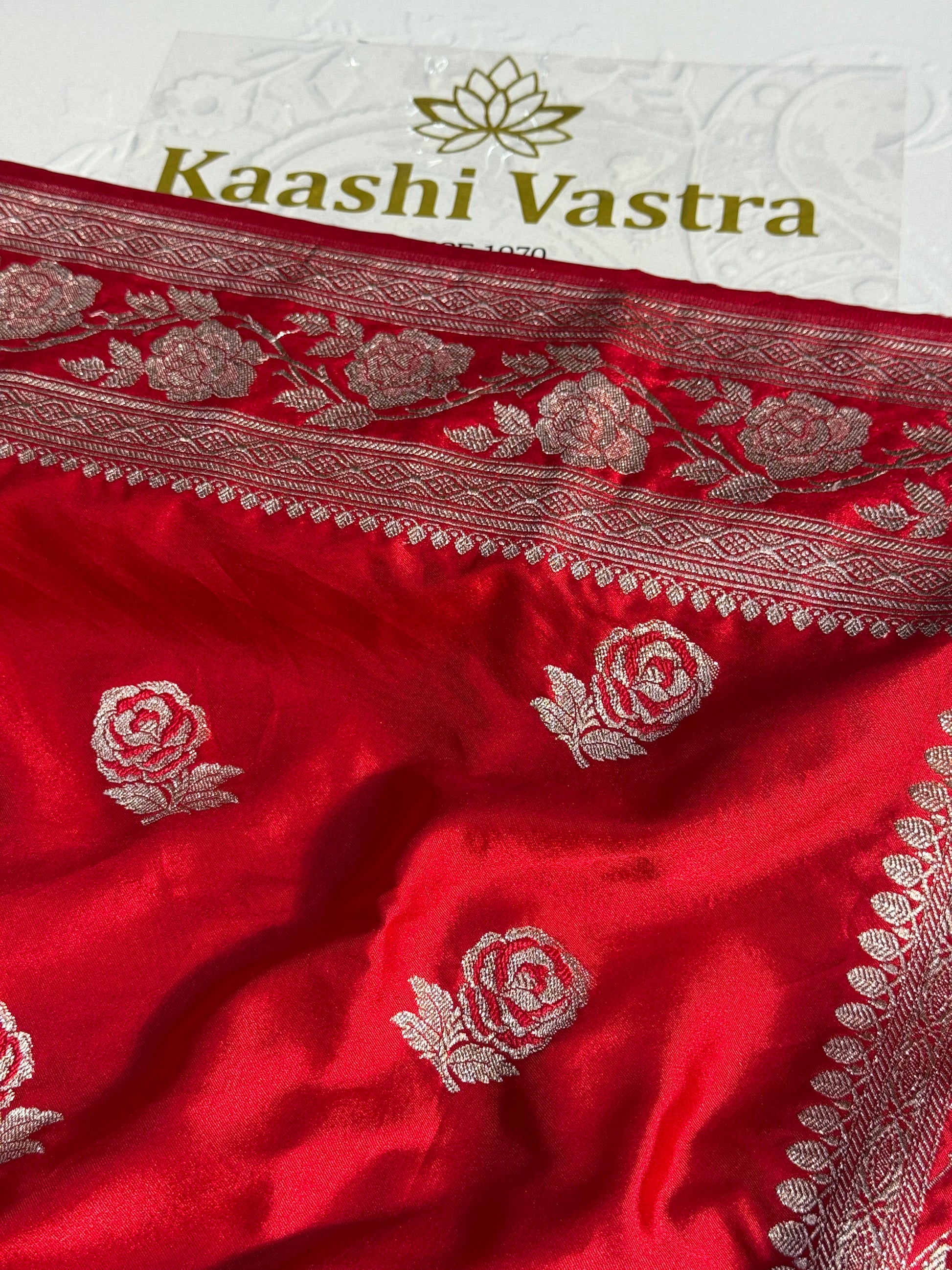Rose Design Mashru kataan Saree Ms17