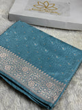 🌿 Sea Green Mashru Kataan Silk Saree with Zari Meena Woven Design MKS382