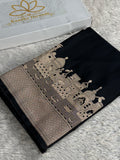 Black Mashru Kataan Silk Banarasi Saree with Ghat Woven Design & Rich Zari Pallu | MKS783