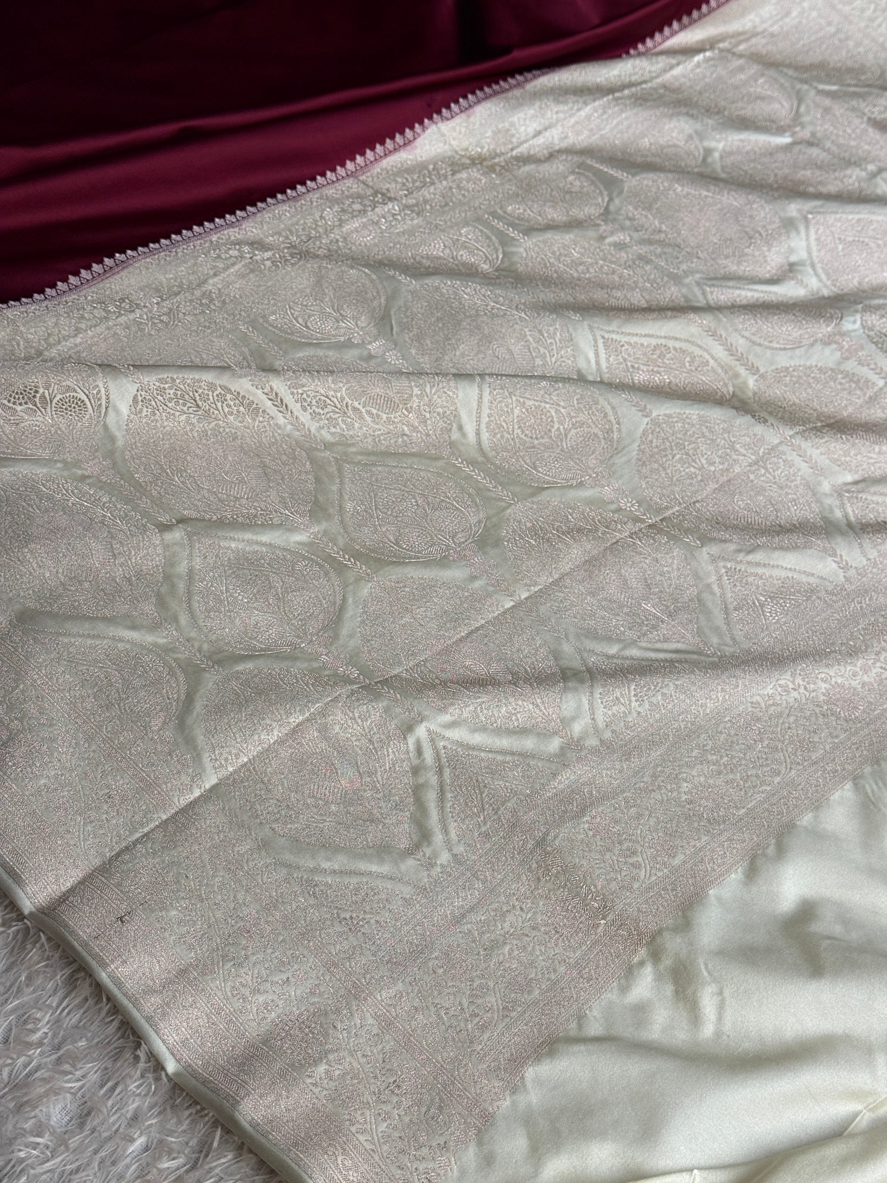 Wine Mashru Kataan Silk Banarasi Saree | MKS776